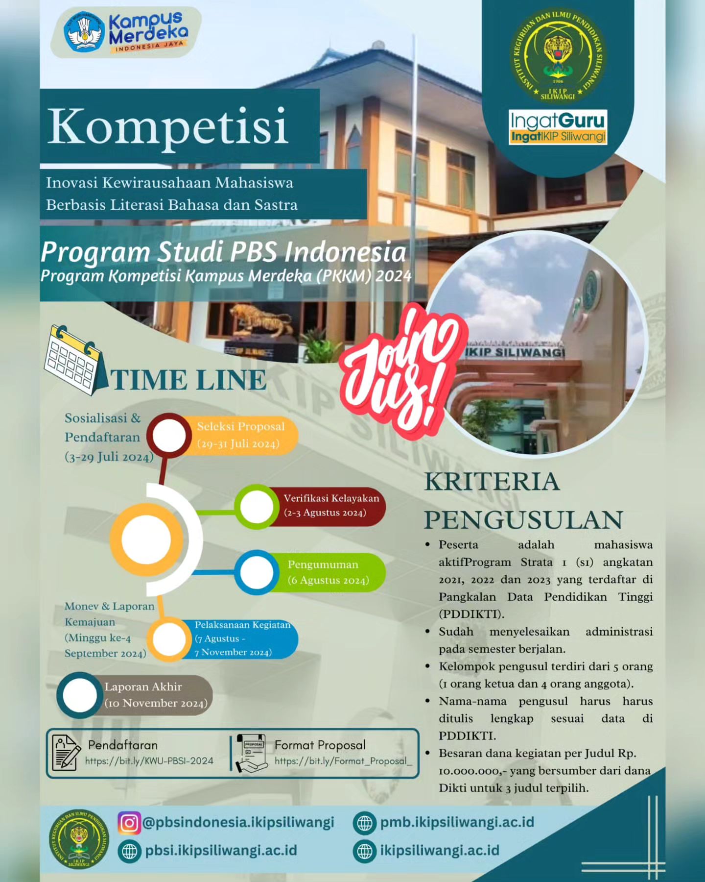 Haloo Indonesia ???

Ada program menarik nih buat Akang Teteh Prodi Pendidikan Bahasa dan Sastra Indonesia IKIP Siliwangi, yuuk ikut programnya ...
